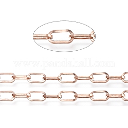Ion Plating(IP) 304 Stainless Steel Paperclip Chains, Unwelded, with Spool, Flat Oval, Rose Gold, 9.5x5x1.5mm, about 32.8 Feet(10m)/roll