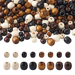 Perline di legno naturale tinto cheriswelry, barile,  piombo libero, colore misto, 16x16~17mm, Foro: 8 mm, 240pcs/scatola
