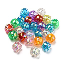 Acrylique transparent ab couleurs perles européennes, Perles avec un grand trou   , rondelle, couleur mixte, 11x8mm, Trou: 5mm