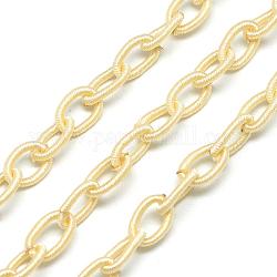 Loop di catene portacavi in nylon fatti a mano, ovale, giallo champagne, 13~14x8~9x2mm, circa 1 iarda / filo, circa 95~100loops / filo