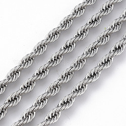 304 collares de cadena de cuerda de acero inoxidable para hombres y mujeres, con cierre de langosta, color acero inoxidable, 25.8 pulgada (65.5 cm)