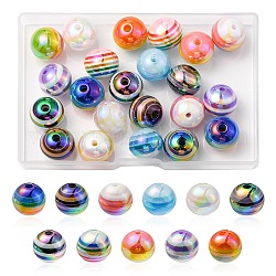 22pcs perles de résine à rayures 11 couleurs, couleur ab , rondelle, couleur mixte, 15.5~16x13.5~14.5mm, Trou: 2.5~3.5mm, 2 pcs / couleur