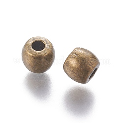 Tibetischer stil legierung perlen, Bleifrei und Nickel frei und Cadmiumfrei, Fass, Antik Bronze Farbe, 6x5 mm, Bohrung: 2.5 mm
