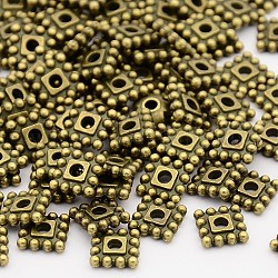Tibetan Style Alloy Spacer Beads, Cadmium Free & Nickel Free & Lead Free, Square, Antique Bronze, 7x7x2mm, hole: 2mm