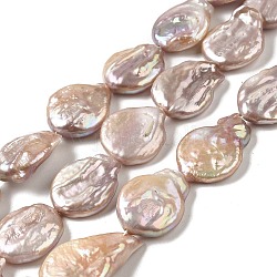 Naturales keshi abalorios de perlas hebras, perlas barrocas, perla cultivada de agua dulce, oval, bronceado, 20.5~22.5x18.5~19x6.5~8mm, agujero: 0.8 mm, aproximamente 18 pcs / cadena, 15.94 pulgada (40.5 cm)