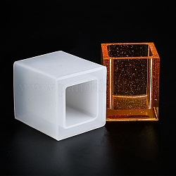 Stampi portapenne in silicone, stampi per colata di resina, per resina uv, creazione di gioielli in resina epossidica, cuboide, bianco, 5.6x5.6x6.2cm, diametro interno: 3.7x3.7 cm