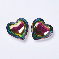 Glass Pendants, Heart, Colorful, 40~41x42~43x15mm, Hole: 2mm
