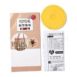 Outil de fabrication de yo yo, pour la fleur à tricoter à l'aiguille en tissu bricolage, ronde, jaune, 90x6.3mm
