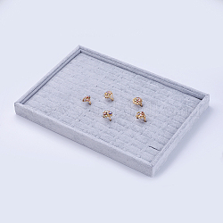 Wood Ring Displays, with Ice Plush, Rectangle, Gray, 35.2x24.2x3cm