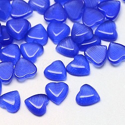 Cat Eye Cabochons, Heart, Blue, 8x8x2.5mm
