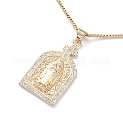 Collier pendentif religion en zircone cubique claire, bijoux en acier inoxydable doré 304 pour femme, arc, 16.26 pouce (41.3 cm), pendentif: 32x27.5x3 mm