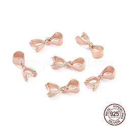 925 Sterling Silver Ice Pick Pinch Bails, Rose Gold, 8x5x3.4mm, Pin: 0.1mm
