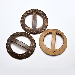 Coco boucles, plat rond, brun coco, 56x4~5mm, Trou: 15x35mm
