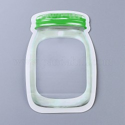 Reusable Bottle Shape Zipper Sealed Bags, Fresh Airtight Seal Food Storage Bags, for Nuts Candy Cookies, Green, 15x10.2cm