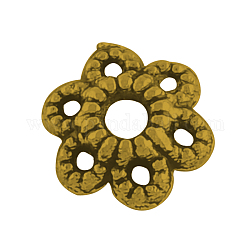 6 -petalチベットスタイル合金中空の花のビーズキャップ  カドミウムフリー＆鉛フリー  アンティーク黄金  6x1.5mm  穴：2mm