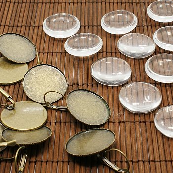 25mm Transparent Clear Domed Glass Cabochon Cover for Brass Photo Leverback Earring Making KK-X0013-NF