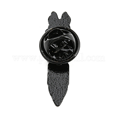 PandaHall Cartoon Rabbit Enamel Pins, Black Alloy Badge for Women, Pen, 29x8x2mm Alloy+Enamel Pen