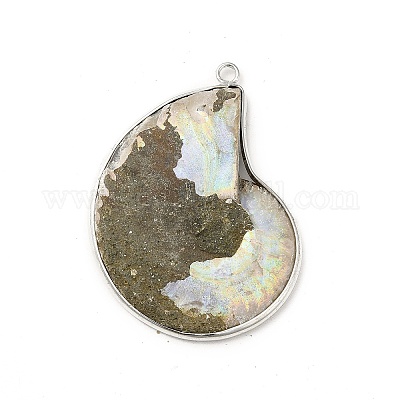 PS11711851 PAX 5 pendentifs - coquillage - Fossile Nautile - Escargot métal  coloré Doré