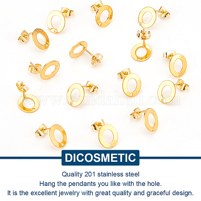Wholesale DICOSMETIC 100Pcs Stainless Steel Stud Earring Findings Hollow  Circle Earrings Post Golden Donut Stud Earrings with 1.2mm Loop Hole and  Ear Back for DIY Jewelry Making Findings 