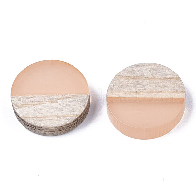 Cabochons en résine & bois&nbsp;RESI-R425-05J-1