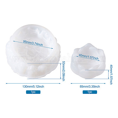 NAVESO Portacandele in Silicone con Coperchio, 2pcs Cemento