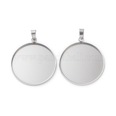 Cabochon-Fassungen für Anhänger aus Edelstahl 304&nbsp;STAS-L282-010P-10-1