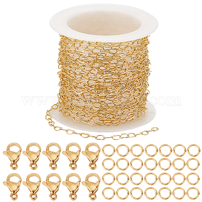 Wholesale SUNNYCLUE 32.8Feet/ 10m Brass Heart Chain Real 18K Gold