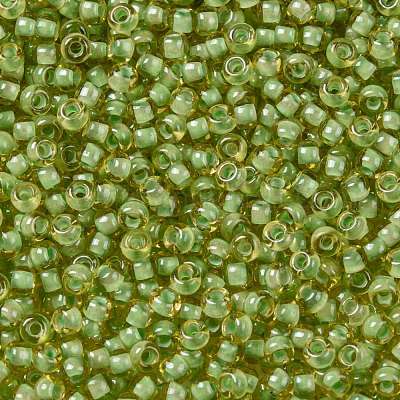8/0 Round TOHO Japanese Glass Seed Beads # 945-Jonquil/Mint Julep Lined 10 grams