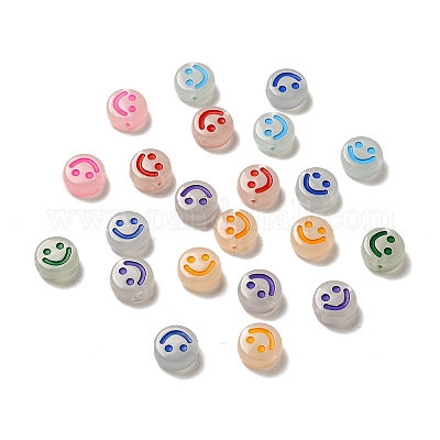 Luminous Acrylic Glow in the Dark 10x5mm Smiley Face Beads