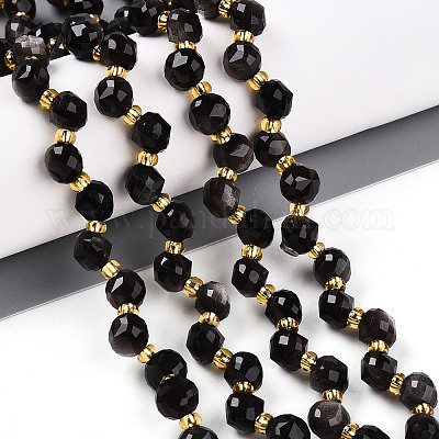 Natürliche silberne Obsidianperlenstränge&nbsp;G-T141-51-1