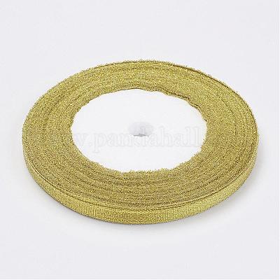 1 Roll Glitter Metallic Ribbon, Sparkle Ribbon, DIY Material for Organza  Bow, Double Sided, Golden Color, Size: about 1/2 inch(12mm) wide