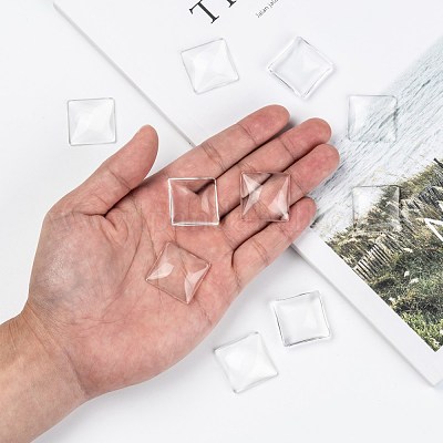 Transparentem Glas Quadrat Cabochon&nbsp;GGLA-A001-25mm-1