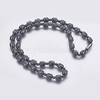 Nicht magnetische synthetische Hämatit Mala Perlen Halsketten NJEW-K096-10A-1