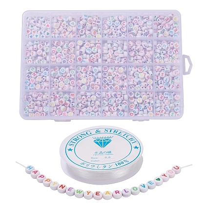 1200Pcs DIY Acrylic Bead Stretch Bracelets Kits for Children's Day DIY-YW0001-88A-1
