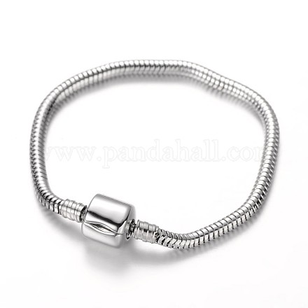 304 Stainless Steel European Style Round Snake Chain Bracelets STAS-G140-21B-1
