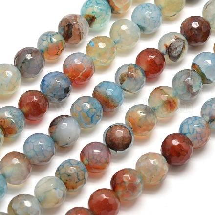 Dyed Natural Agate Faceted Round Beads Strands G-E268-20-1