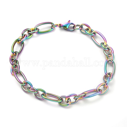 Placage ionique (ip) 304 bracelets en chaîne figaro en acier inoxydable BJEW-O186-04MC-1