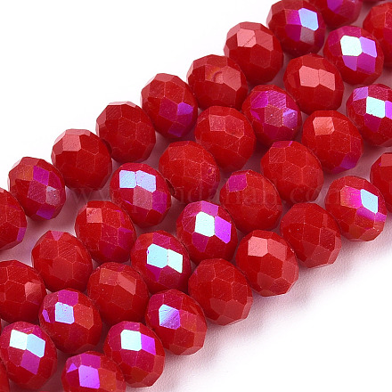Electroplate Opaque Solid Color Glass Beads Strands EGLA-A034-P4mm-L21-1