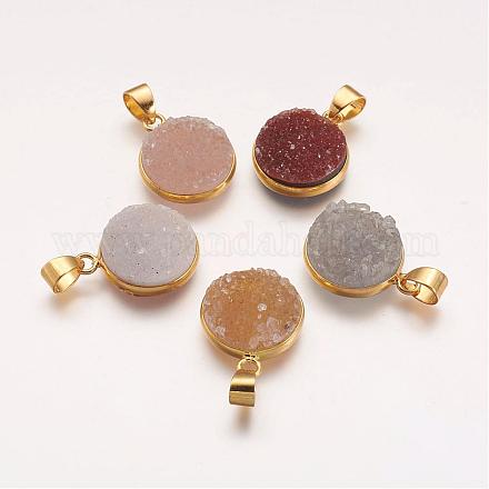 Dyed Natural Drusy Agate Pendants G-G966-A-1