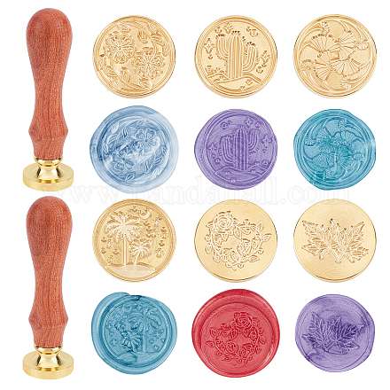 Superdant 6 pièces 6 style sceau de cire tête de timbre en laiton DIY-SD0001-40-1