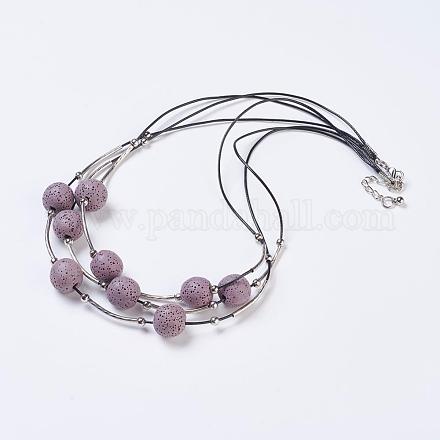 Waxed Cord Tiered Necklace NJEW-P185-A03-1