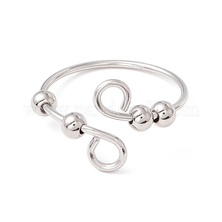 304 anello a polsino aperto girevole con perline in acciaio inossidabile STAS-E047-01P-1