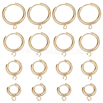 SUNNYCLUE 1 Box 16Pcs Leverback Earring Findings 16/18/20/24mm Real 24K Gold Plated Stainless Steel Huggie Hoops Leverbacks Round Lever Backs Hinged Hoop Earring Hooks for Jewelry Making DIY Supplies STAS-SC0004-67G-1