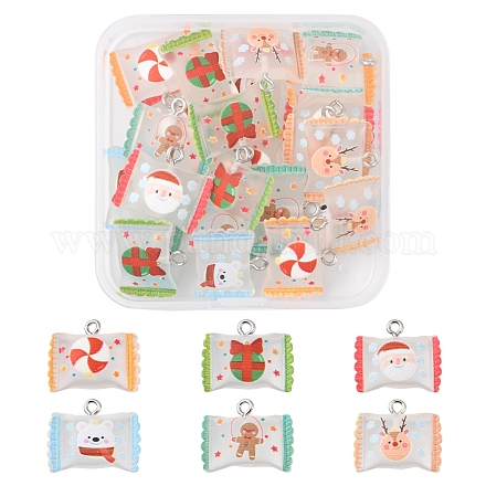 24 piezas 6 colores tema navideño resina transparente imitación comida colgantes RESI-FS0001-42-1