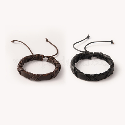 Bracelets unisexes branchés réglables de style décontracté de la moelle en cuir BJEW-J112-14-1