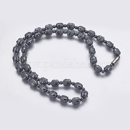 Colliers de perles de mala en hématite synthétique non magnétique NJEW-K096-10A-1