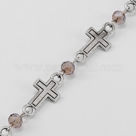 Chaînes de perles en rondelles en verre manuelles pour fabrication de colliers et bracelets AJEW-JB00076-05-1