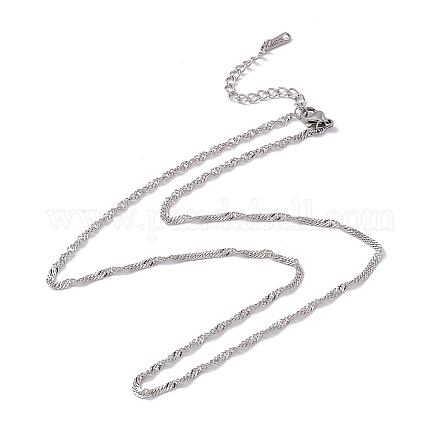 201 Stainless Steel Singapore Chain Necklace for Men Women NJEW-P268-A26-1X5-1