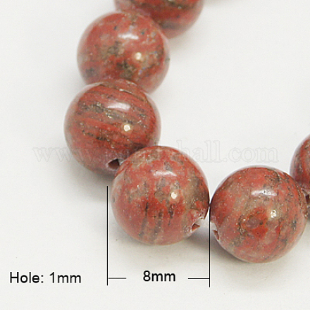 Fili di perle di diaspro / kiwi di sesamo naturale X-G-G149-8mm-2-1