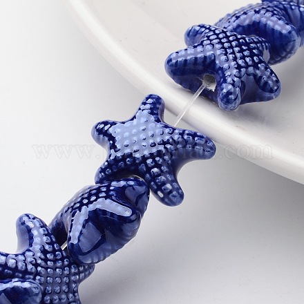 Handmade Porcelain Starfish Beads Strands X-PORC-E007-02-1